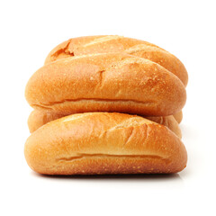 crusty mini baguettes on a white background