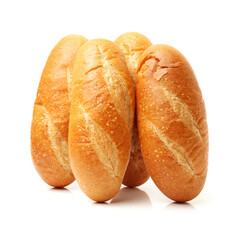 crusty mini baguettes on a white background
