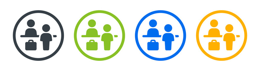 Customer service desk icon. Reception symbol isolated on white background.