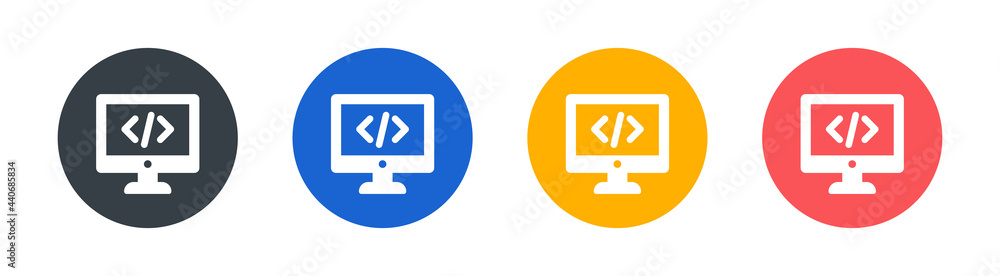 Poster Programming or coding icons set isolated on white background. Technology concept
