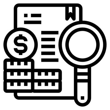 black and white finance document analysis clip art preview