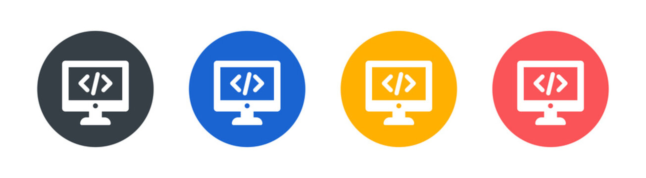 Programming or coding icons set isolated on white background. Technology concept
