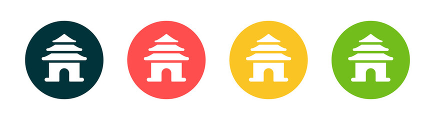 Chinese temple icon vector illustration. Tourism heritage concept