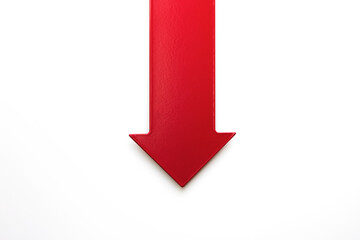 Big real red arrow for presentation or slideshow. pointing down for drop, decrease or shrink....