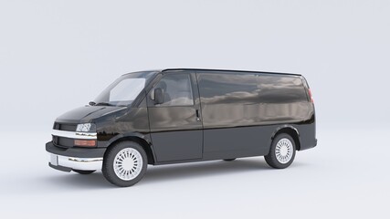 Black van isolated on white Background