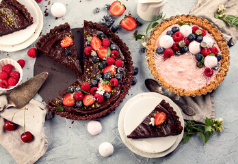 Fruit and berry tarts dessert