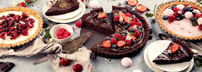 Fruit and berry tarts dessert