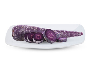 purple carrot  on white plate