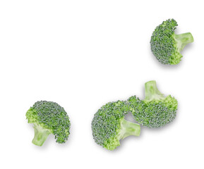 Broccoli top view on white background