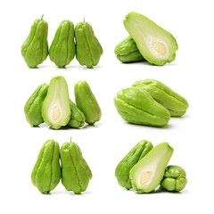 Chayote on white background