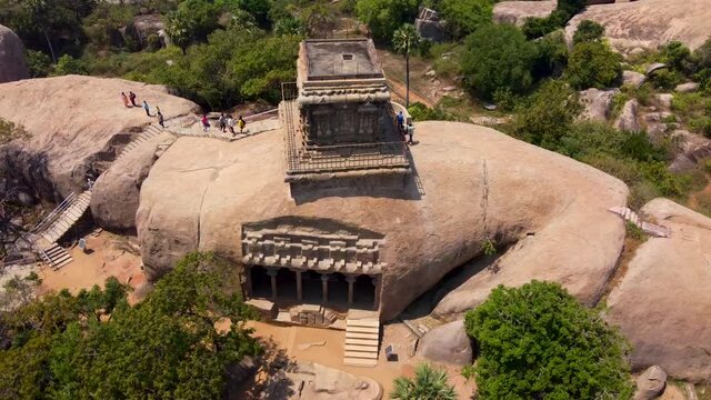 The Group of Monuments at Mahabalipuram is a collection of 7th- and 8th-century CE religious monuments in the coastal resort town of Mahabalipuram, Tamil Nadu, India and a UNESCO World Heritage Site