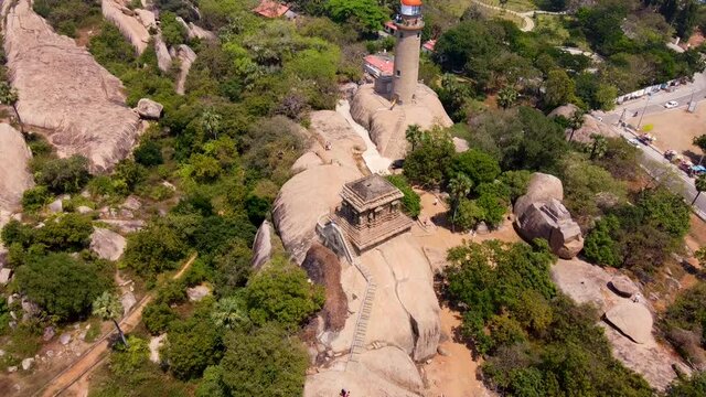 The Group of Monuments at Mahabalipuram is a collection of 7th- and 8th-century CE religious monuments in the coastal resort town of Mahabalipuram, Tamil Nadu, India and a UNESCO World Heritage Site