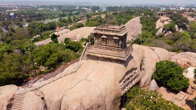 The Group of Monuments at Mahabalipuram is a collection of 7th- and 8th-century CE religious monuments in the coastal resort town of Mahabalipuram, Tamil Nadu, India and a UNESCO World Heritage Site