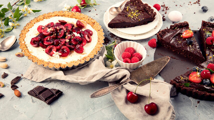 Fruit and berry tarts dessert