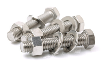 bolt and nut isolated on white background 