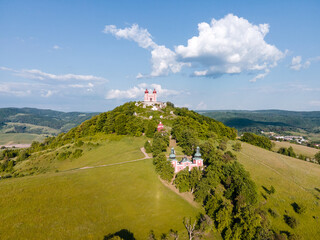 Sunrise view of calvary in Banska Stiavnica, UNESCO, Slovakia. Old Slovakian mining town of Banska...