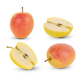 apple and slice on a white background.