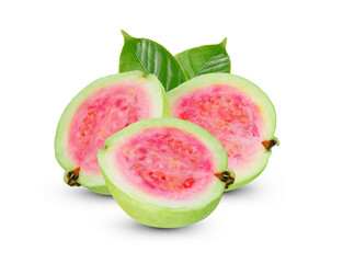 pink  guava fruit on white background.