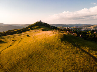 Romantic morning scenery of calvary in Banska Stiavnica, UNESCO, Slovakia. Old Slovakia mining town...