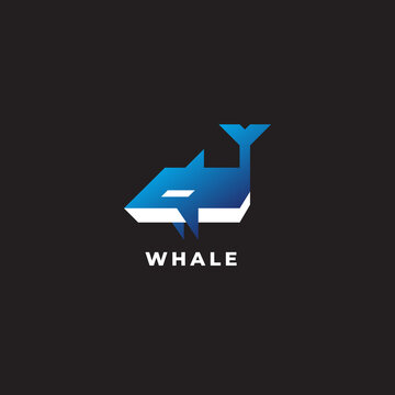 Whale modern logo design. Minimalist flat with gradient effect logo. 