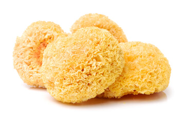 Tremella fuciformis on white background 
