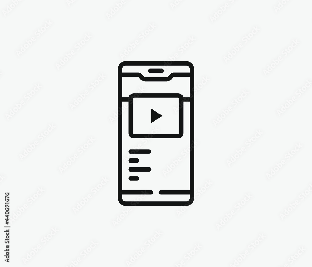 Poster video vector icon. editable stroke. symbol in line art style for design, presentation, website or ap