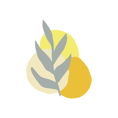 abstract leaves poster. hand drawn. vector, trendy colors 2021, minimalism. print for t-shirt, card, sticker.