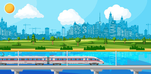 Skytrain and Landscape with Cityscape.
