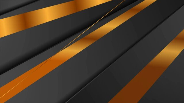 Black and bronze stripes abstract tech corporate motion design. Seamless looping. Video animation Ultra HD 4K 3840x2160