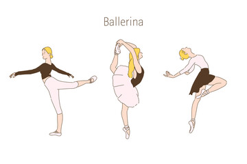 Ballerina's moves. hand drawn style vector design illustrations.  © MINIWIDE