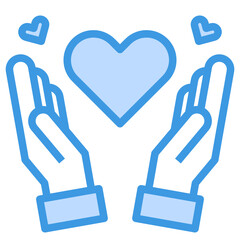 Obraz premium Hand blue outline icon
