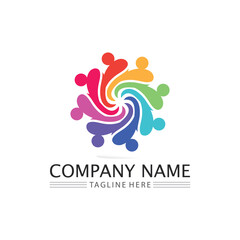 succes logo team work brand and business logo, vector community, unity colorful and friendship , partner teamwork care logo