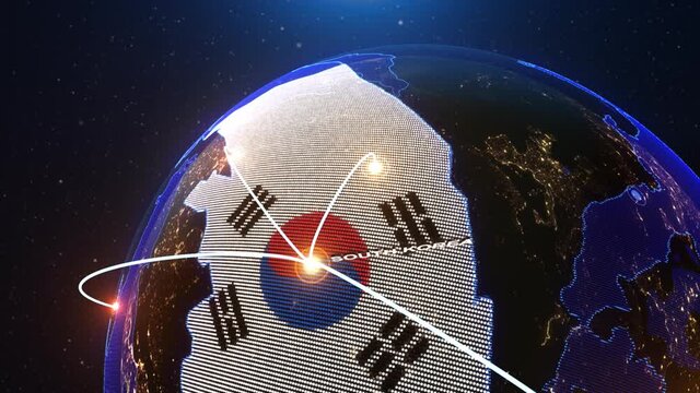 a world map of South Korea, 3d rendering,