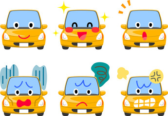 車のキャラクターの表情6種類セット
