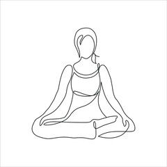 Self Drawing of one line Vector Yoga Lotus Pose. Self-drawing a simple sketch vector drawing. Traditional Relaxation Pose.