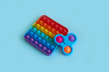 Two silicone colorful anti-stress toys Pop It, Simple Dimple