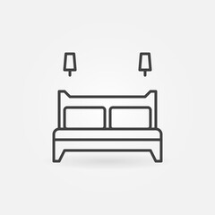 Double Bed vector thin line concept icon or sign