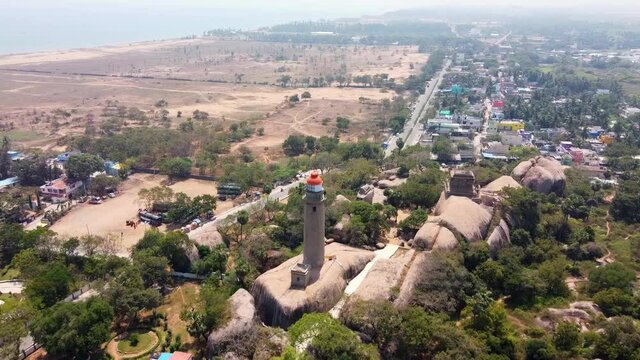 The Group of Monuments at Mahabalipuram is a collection of 7th- and 8th-century CE religious monuments in the coastal resort town of Mahabalipuram, Tamil Nadu, India and a UNESCO World Heritage Site