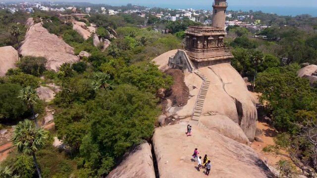 The Group of Monuments at Mahabalipuram is a collection of 7th- and 8th-century CE religious monuments in the coastal resort town of Mahabalipuram, Tamil Nadu, India and a UNESCO World Heritage Site