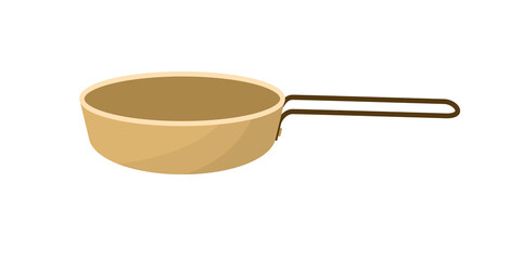 Hiking pan beige color with handle. Vector illustration in flat style, icon, isolated on a white background.