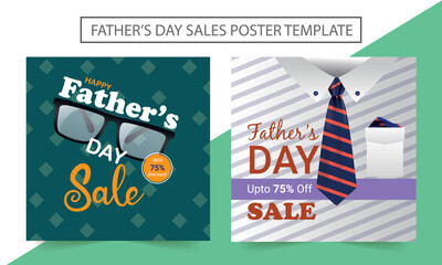 Father’s Day sale template. Template for a discount flyer or advertising banner. Fathers Day holiday illustration. Vector promotion poster.
