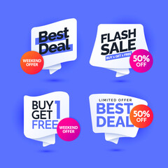 Best Deal, flash sale design banner templates. Vector illustration. Store label. 50% off.