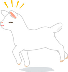 跳ねる白い子ヤギ