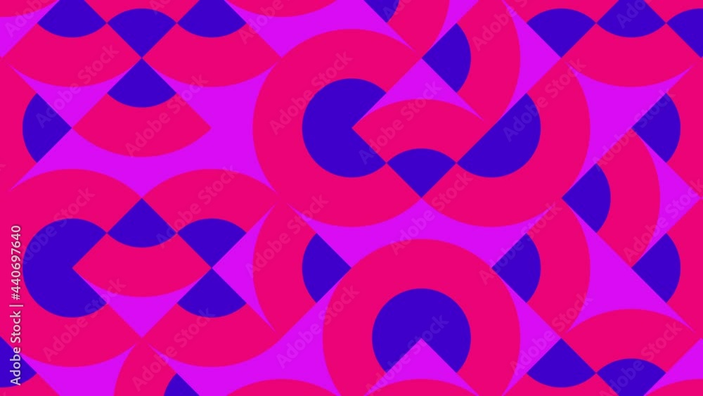 Poster seamless loop motion graphic animation in bright neon color palette. geometric animated tiles mosaic