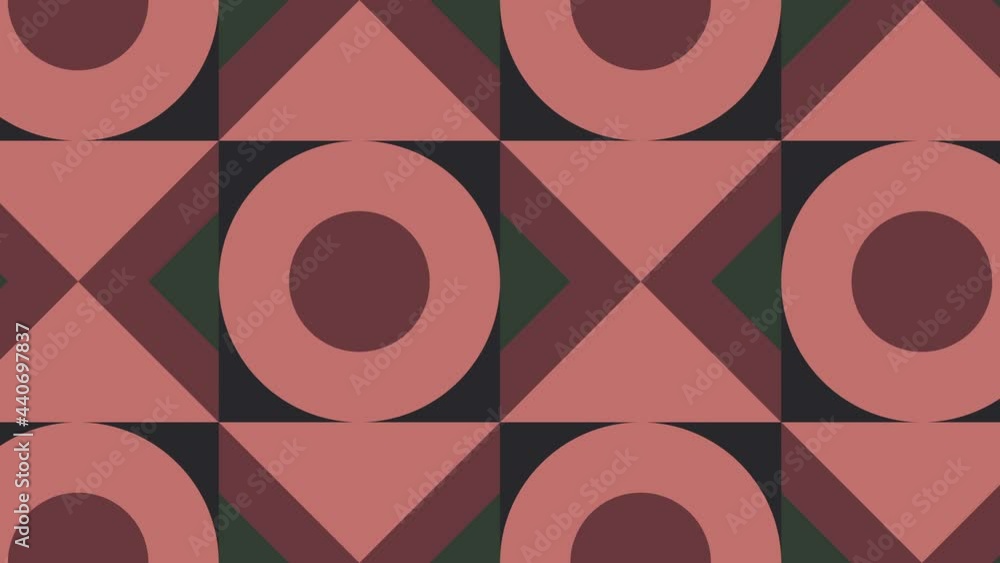 Aufkleber motion graphic seamless loop animation in retro warm color palette. mosaic with geometric animated t