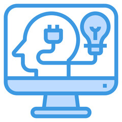 Obraz premium Computer blue outline icon