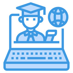 Laptop blue outline icon