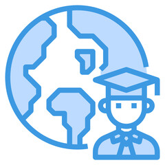 World blue outline icon