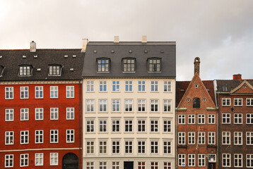 colourful old buildings houses in Copenhagen city - obrazy, fototapety, plakaty