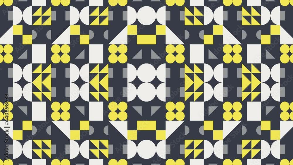 Aufkleber symmetrical pattern in trendy yellow and grey colors. seamless loop motion graphic mosaic with geome